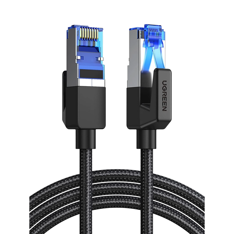 LANケーブル CAT8 2M メッシュ素材 40Gbps/2000MHz 高耐久設計 爪折れ防止 | 純銅導体・アルミ箔シールド低ノイズ/PVC 編組外被・断線防止設計/PS5・NAS・ルーター対応/オンラインゲーム・高速通信向け