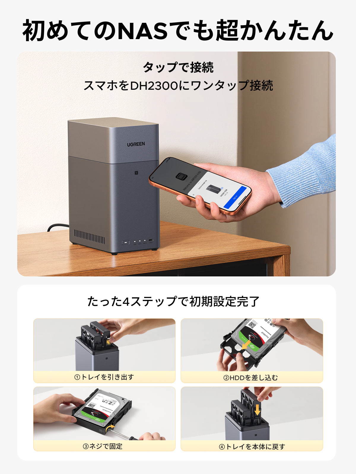 NASync DH2300 2ベイNASストレージ｜家庭用・初心者向け