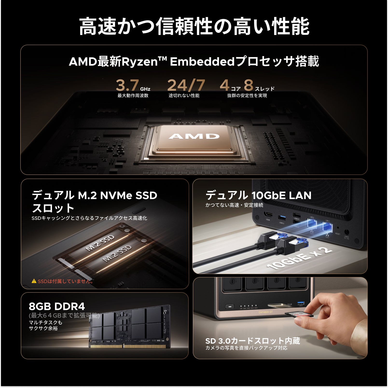 99,880でデュアル10GbE NAS｜DXP4800 GT